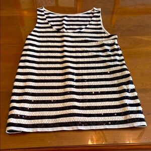 Express Black and Cream Sequin Tank Top